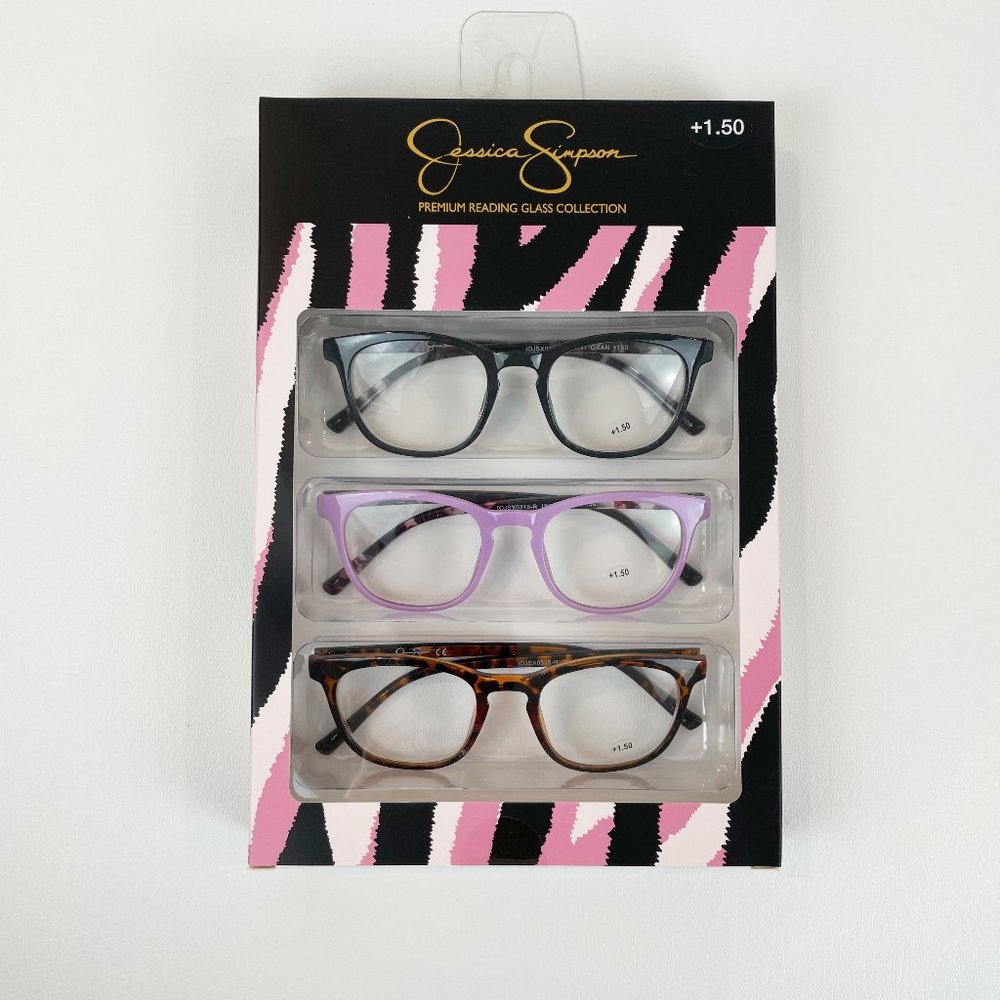 Jessica Simpson +1.50 Reading Glasses Tortoise Purple Black